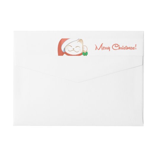 Weiße Weihnachtskatze in einem Red Hat (Rückseite)