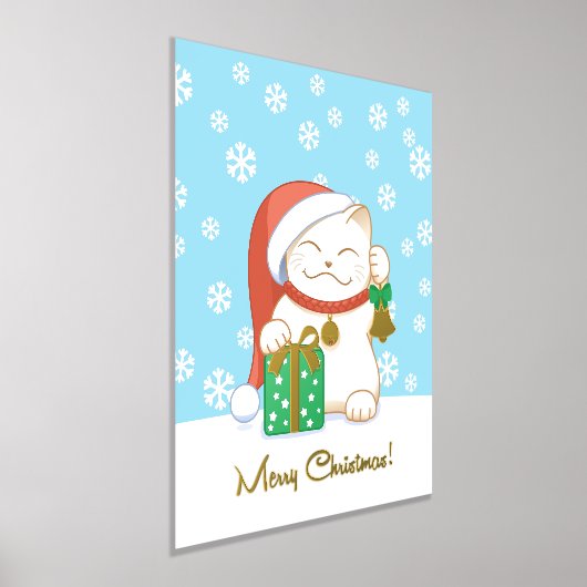 Weiße Weihnachtskatze in einem Red Hat Foliendrucke (Ablage )