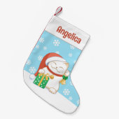 Weiße Weihnachtskatze in einem Red Hat Kleiner Weihnachtsstrumpf (Vorderansicht (hängend))