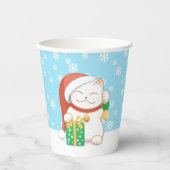 Weiße Weihnachtskatze in einem Red Hat Pappbecher (Vorderseite)