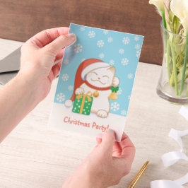 Weiße Weihnachtskatze in einem Red Hat Party Beila Pergament Einladungen