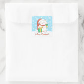 Weiße Weihnachtskatze in einem Red Hat Quadratischer Aufkleber (Tasche)