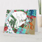 weiße Weihnachtskatze Karte (Vorderseite)