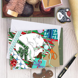 weiße Weihnachtskatze Karte