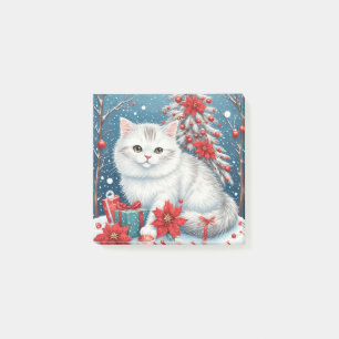 Weiße Weihnachtskatze Post-it Klebezettel