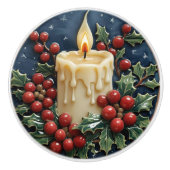 weiße Weihnachtskerze Keramikknauf (Vorderseite)