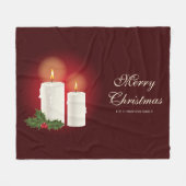 Weiße Weihnachtskerzen auf Rot mit individuellem T Fleecedecke (Vorderseite (Horizontal))
