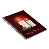 Weiße Weihnachtskerzen auf Rot mit individuellem T Notizblock (Rechte Seite)