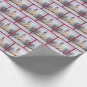 Weiße Weihnachtskirche mit Schneeflocken Geschenkpapier (Ecke)