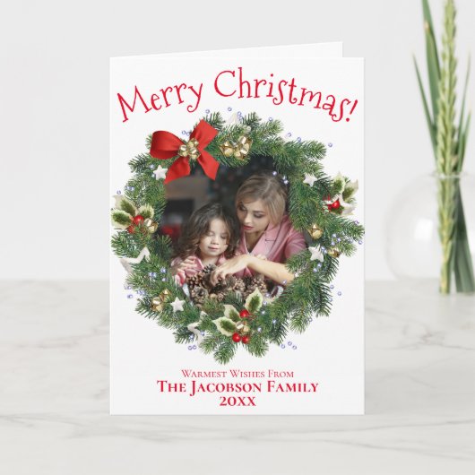 Weiße Weihnachtskraut-Foto Feiertagskarte (Vorderseite)