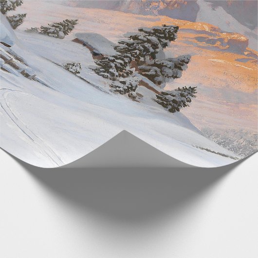 Weiße Weihnachtslandschaft Schneeberg Geschenkpapier (Ecke)
