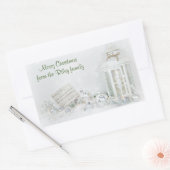 Weiße Weihnachtslatte mit Schneedekorationen Rechteckiger Aufkleber (Umschlag)