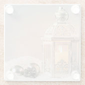 Weiße Weihnachtslattern und Ornamente Glasuntersetzer (Rückseite)