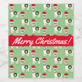 Weiße Weihnachtsllamas mit Textband Weinetikett (Einzelnes Label)