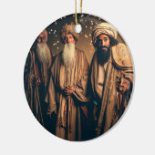 Weiße Weihnachtsmänner Keramik Ornament (Links)