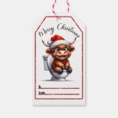 Weiße Weihnachtsmarke mit einer niedlichen Hochlan Geschenkanhänger (Rückseite)