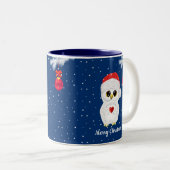 Weiße Weihnachtsschale in Blau Zweifarbige Tasse (VorderseiteRechts)
