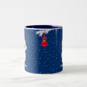 Weiße Weihnachtsschale in Blau Zweifarbige Tasse (Mittel)