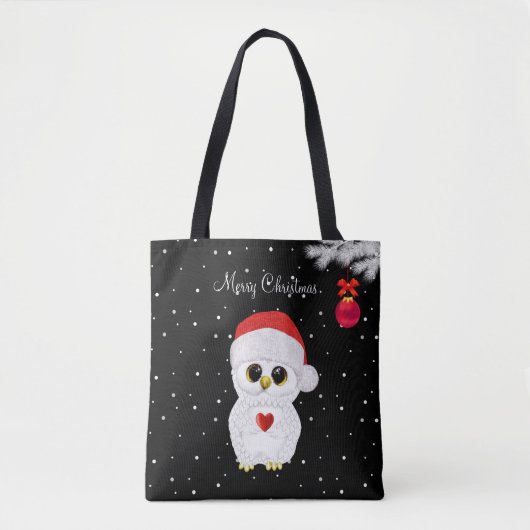 Weiße Weihnachtsschale in Schwarz Tasche (Vorderseite)