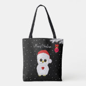 Weiße Weihnachtsschale in Schwarz Tasche (Rückseite)