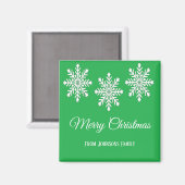 Weiße Weihnachtsschneeflocken Frohe Weihnachtsgrün Magnet (Vorderseite/Rückseite)