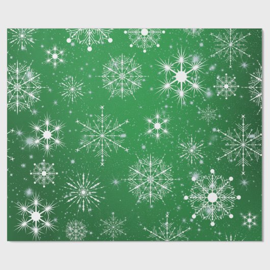 Weiße Weihnachtsschneeflocken Geschenkpapier (Flach)