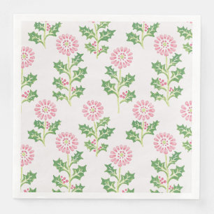 Weiße Weihnachtsservietten mit rosa Gänseblümchen Serviette