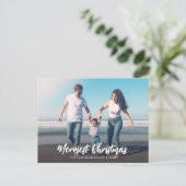 weiße Weihnachtsskriptkarte Postkarte (Stehend Vorderseite)