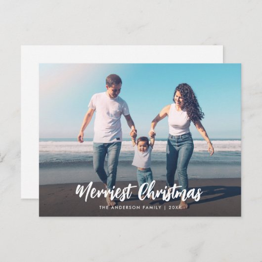 weiße Weihnachtsskriptkarte Postkarte (Vorne/Hinten)