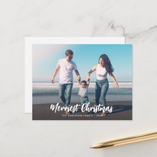 weiße Weihnachtsskriptkarte Postkarte