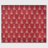 weiße Weihnachtssternbaum auf Rot Geschenkpapier (Flach)