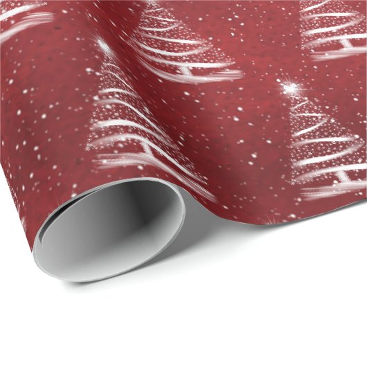 weiße Weihnachtssternbaum auf Rot Geschenkpapier (Rolleneckpunkt)