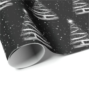 weiße Weihnachtssternbaum schwarz Geschenkpapier