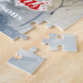 Weiße Weihnachtsszene mit Rentieren im Schnee Puzzle (Seite)