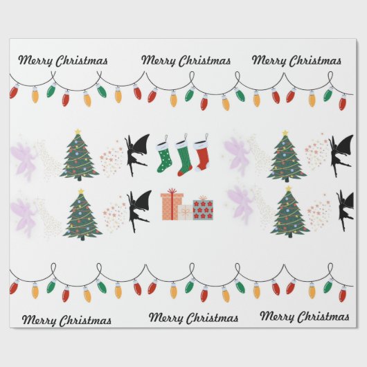 Weiße Weihnachtsverpackung mit Märchenstaub Geschenkpapier (Flach)