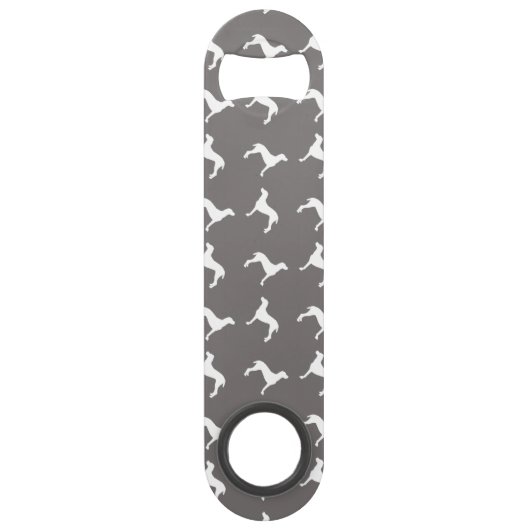 Weiße Weimaraner Silhouetten auf Grau Speed Flaschenöffner (Rückseite)