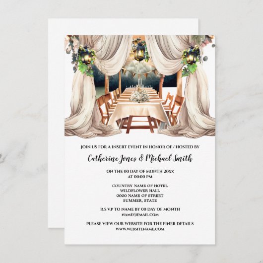 Weiße Weinberge Weinbauernhof Einladung (Vorne/Hinten)