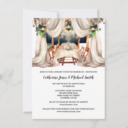 Weiße Weinberge Weinbauernhof Einladung (Vorderseite)