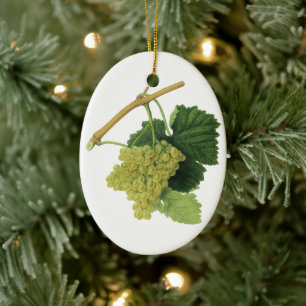 Weiße Weintrauben am Weinstock, Vintage-Lebensmitt Keramik Ornament