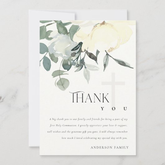 WEISSE, WEISSE AQUA FLORAL ERSTER HOLZGEMEINSCHAFT DANKESKARTE (Vorderseite)