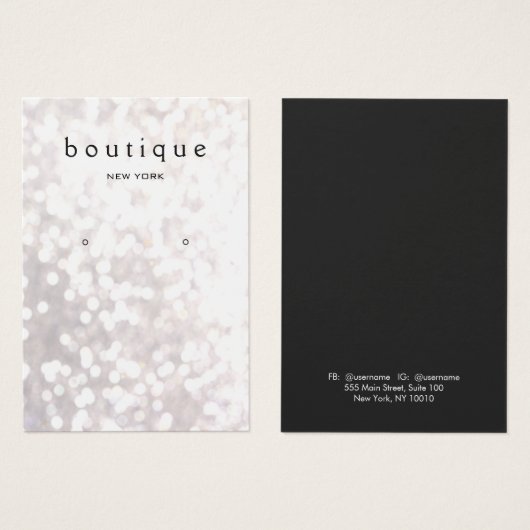 Weiße, weiße Bokeh-Ohrenkarte (Vorne & Hinten)