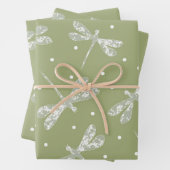 Weiße weiße Glocken und Libellen aus Olivgrün Geschenkpapier Set (Beispiel)