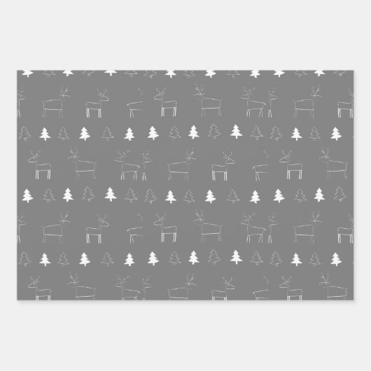 Weiße weiße und schwarze Waldtiere Geschenkpapier Set (Vorderseite 2)