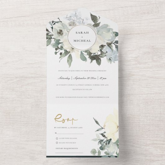 WEISSE, WEISSE WASSERFARBFLÜSSE ALL IN ONE EINLADUNG (Innen Boden)