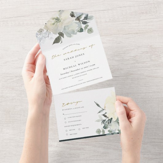 WEISSE, WEISSE WASSERFARBFLÜSSE ALL IN ONE EINLADUNG (Abreißen)