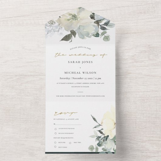 WEISSE, WEISSE WASSERFARBFLÜSSE ALL IN ONE EINLADUNG (Innen Boden)