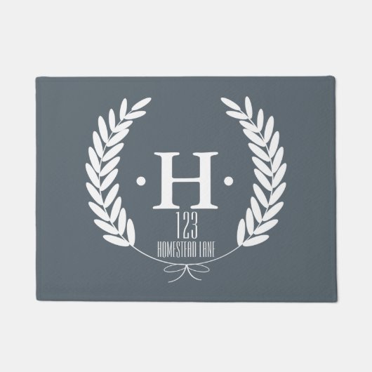 Weiße Weizen-Lorbeer - personalisierte Hausnummer Fußmatte (Vorderseite)