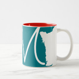 Weiße Welpe Chinesischer Hund Jahr Geburtstag Mono Zweifarbige Tasse