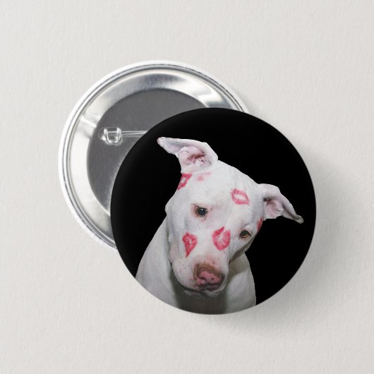 Weiße Welpen-HundeLiebe, versiegelt mit Button (Vorne & Hinten)