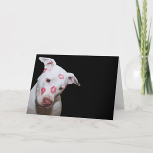 Weiße Welpenhündin-Liebe, versiegelt mit Lipstick  Karte